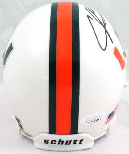 Andre Johnson assinou Miami Hurricanes Schutt Mini Capacete JSA W Auth *Black - Mini capacetes da faculdade autografada