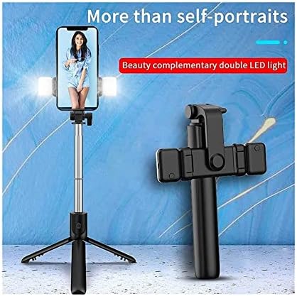 Purrre Mobile Thone Selfie Selfie Self, Bluetooth, aço inoxidável, luz de enchimento, dobragem, suporte de celular