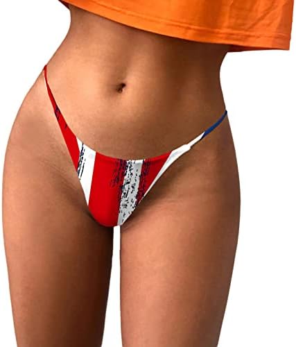 4 de julho dos EUA Flag tardar roupas íntimas para mulheres travessuras para tiras esticadas de sexo t-back subwearwwear baixa