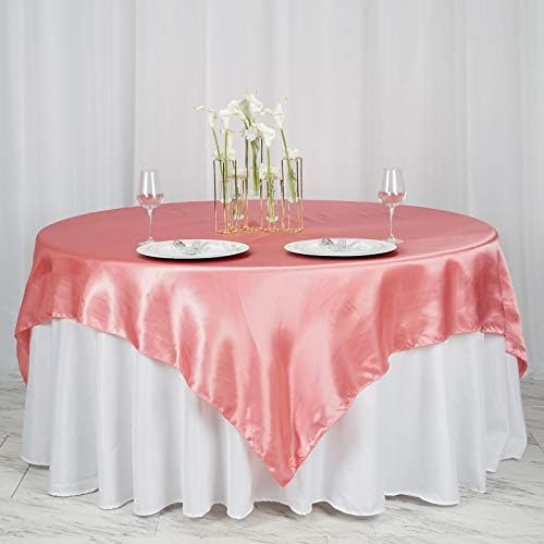 Local de casamentos Local Sóia de mesa de cetim de cetim Sobreposição quadrada - 72 x 72 | Rose Quartz | Pacote de 1, Lay72_Stn_019