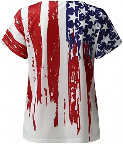 4 de julho camisetas camisetas para mulheres de verão a manga curta as camisas do pescoço dos EUA Stars Stars Stripes tie-dye Tees