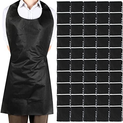 JANMERCY Disponível Black Apron Bibr avental de 20 x 42 polegadas Avental de cozinha espaçosa para festas ao ar livre BBQ Restaurante