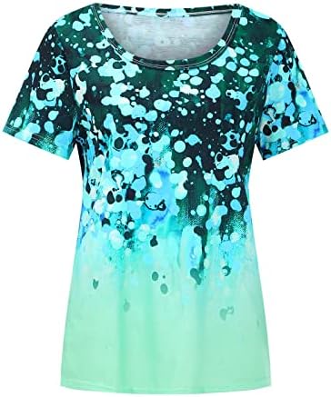 2x blusa feminina folha estampa de manga curta Crew pescoço de camiseta floral comum de tamanho de renda de tamanho