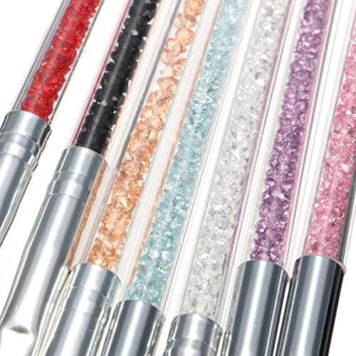 SAWQF 7PCS Conjunto de canetas de unhas de strass, desenho de linha, fototerapia, pintura de cristal e caneta de mancha, canetas de unhas de strass