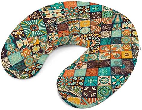 Pillow de viagens de pescoço de cerâmica mexicana vintage para travesseiro de viagem em forma de U para o escritório de viagem de viagem