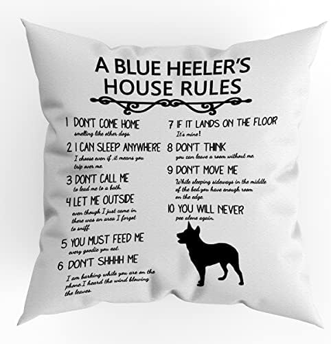 Casa de um calcanhar azul Regras de almofada branca capa de almofada Tampa de travesseiro, engraçado capa de cão azul