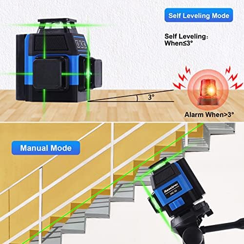 Auto -nivelamento do nível do laser - JKaoclever 12 linhas 3x360 ° Ferramenta laser, nível de lazer cruzado verde de 150 pés para construção/imagem
