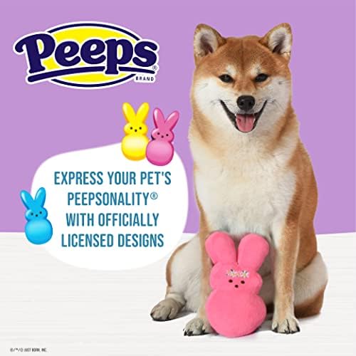 Peeps para animais de estimação Brinquedos de coelho para cães, flor rosa, tamanho médio | Maneira divertida de manter seu animal