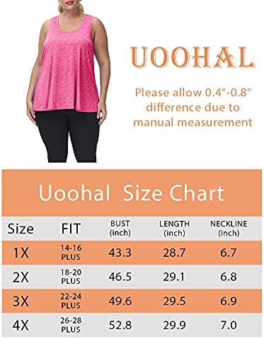 Uoohal plus size workout cross racerback tampas para mulheres com mangas de ioga tanques de ioga