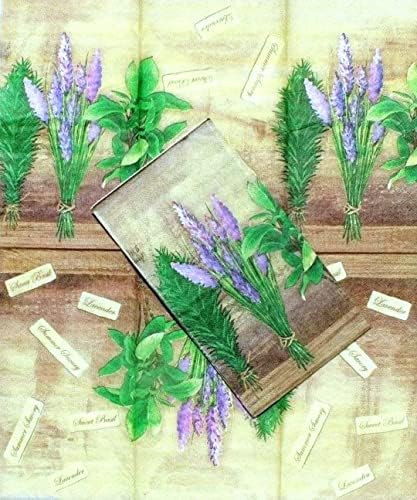 Lavanda Floral Design Papel Hostess Guardana dos convidados | Flores roxas e manjericão doce verde | Páscoa/primavera, chuveiro de noiva e decoupage | 3 pacotes/16 ct/total de 48 contagem | 2 PLY | 4,25 x7.75 tamanho dobrado