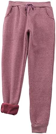 Calça de moletom de tamanho grande mulheres calça de inverno casual cor sólida mantém calça quente mais veludo calças longas calças casuais