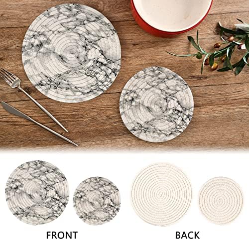 Trivets de mármore branco para pratos quentes portadores de panela conjunto de 2 peças Pads quentes para algodão de cozinha TRIVETS ROUNTES PARA POTOS HOT e PASSA