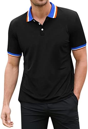 Turrerendy Men's Camisa Polo de Manga curta Slim Fit Classic Casual Sport Workout Polo Tee Black 3xl