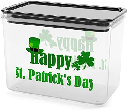 Happy St.Patrick's Day Storage Rececters Caixa de plástico transparente com tampas de lixeiras reutilizáveis ​​para lanches