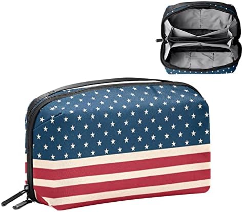 Bandeira da bandeira dos Estados Unidos Bolsa de maquiagem de garfo para bolsa portátil de viagens portáteis para saco de beleza