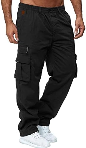 Calça de carga masculina, 2023 Summer Men Utilitário Cor sólida Faixa solta Coloque a cintura Pant calça calça de