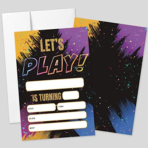 Aehie 20 sets Vamos jogar convites para festas com envelopes, Playground Double-lises Prind Anning Party Convite Cards para