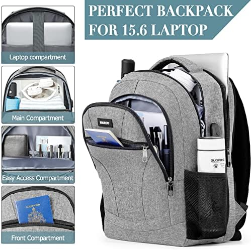 Mochila Bikrod para homens, mochila da faculdade com porta de carregamento USB por 15,6 em laptop, laptop de viagem resistente