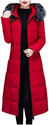 Jaqueta para baixo mulheres compridas casaco com capuz de pele Maxi Down Down Parka Puffer