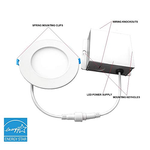 Iluminação EURI DLC4S-2000E Ultra-Slim Dimmable 4 Downlight, 9W, 600lm, 3000k, IC, sem carcaça, e-star e ETL listados