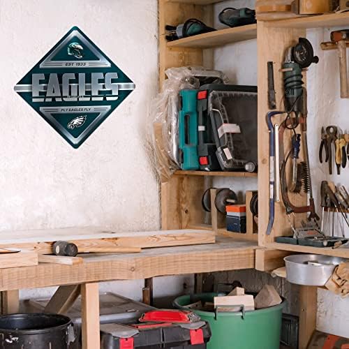 Rico Industries NFL Philadelphia Eagles Metal Crossing Sing - Home Decore Perfeito para quarto de cama, caverna, garagem