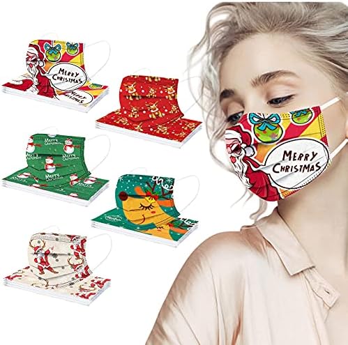 Natal adulto face_mask 50pc embalagens mistas, 3 camadas respiráveis ​​unissex homens/mulheres máscaras facas descartáveis
