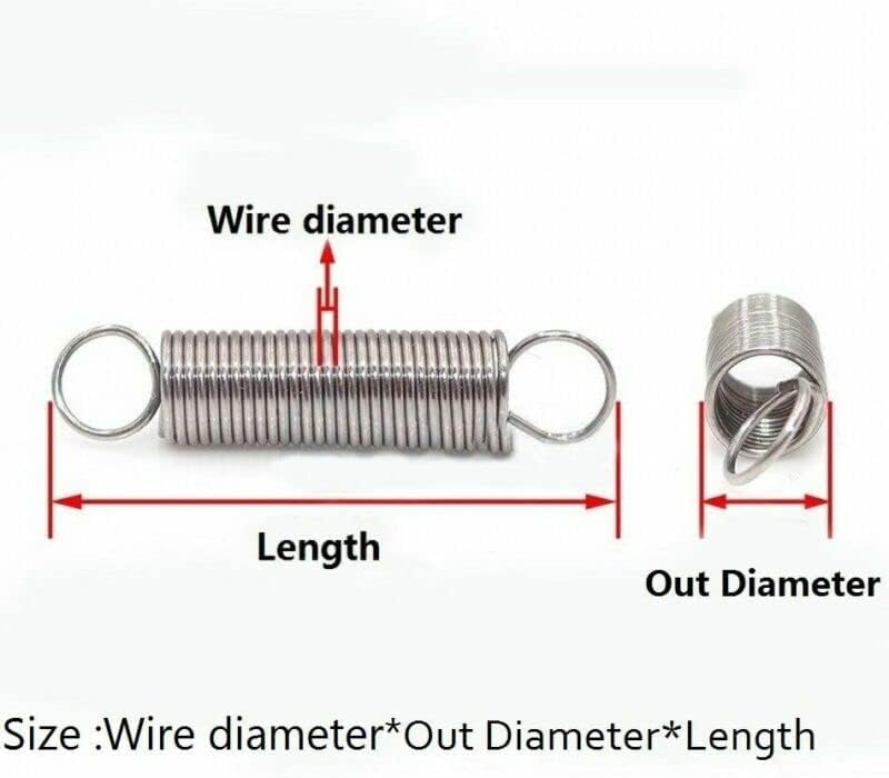 Qtthzzz ramal tensão mola mola 304 Aço inoxidável Dual Gancho duplo Acessórios de hardware Pequeno fio dia0.3/0,5/0,6mm