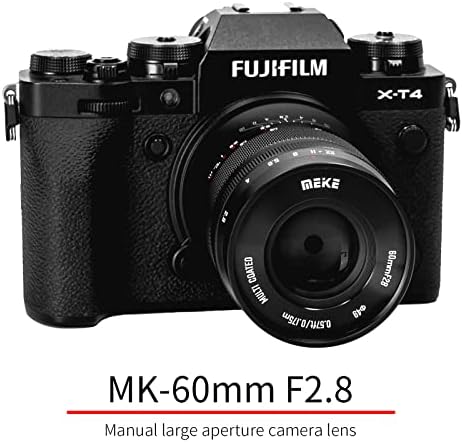 Meike 60mm f2.8 Abertura grande APS-C Manual de moldura Foco Prime Lente Fixed Compatível com câmera Fujifilm sem espelho, como X-T1 X-T2 X-T3