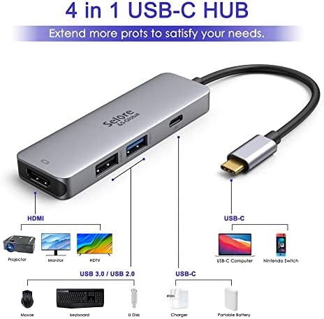 Hub USB-C com gabinete SSD M.2 NVME/SATA Dock de hub de adaptador HDMI Switch, USB C C para HDMI Multiport Hub 4K HDMI