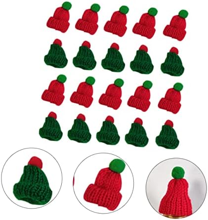 AMOSFUN 40 PCS Mini -gorro Decoração de mão Knit Santa Hat Decoração de Mini Mini Chapéus de Doll Christol Mini