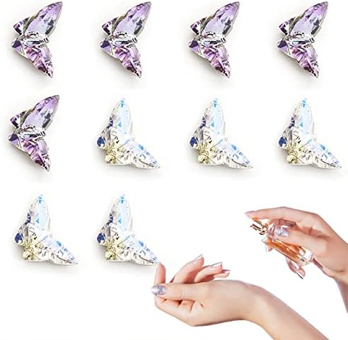 Butterfly Nail Art Decals Charms, acrílico colorido Beautiful Unh Nail Charms requintados Decalques de shinestone de unhas