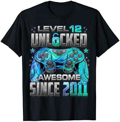 Nível 12 Desbloqueado Awesome desde 2011 12º aniversário T-shirt