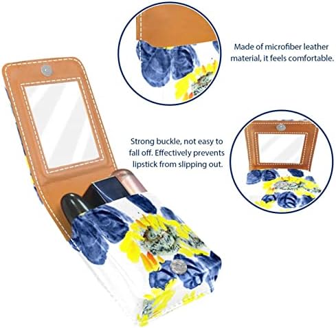 Caixa de batom de maquiagem floral com tinta branca de tinta floral para bolsa cosmética de viagem portátil externa