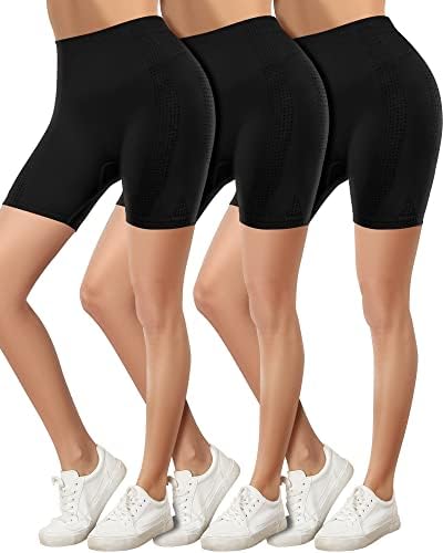 Ama Larsi feminino de 3 peças de treino de ioga shorts sem costura shorts de bicicleta de coragem alta de cintura alta perneiras