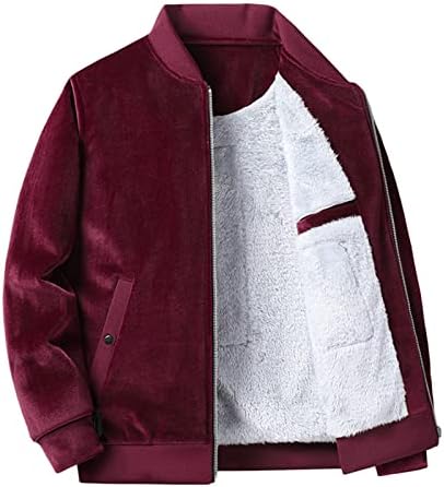 Jaqueta sherpa masculino inverno quente grossa de zíper completo de tamanho longo de manga comprida stand stand stand colar jackets
