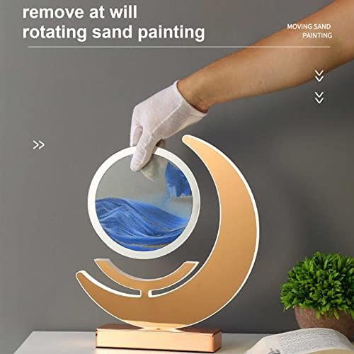 XIANFEI Pintura de areia fluindo lâmpada de mesa, girar 360 ° 3D Hourglass, lâmpada de mesa de forma de lua nova com interruptor