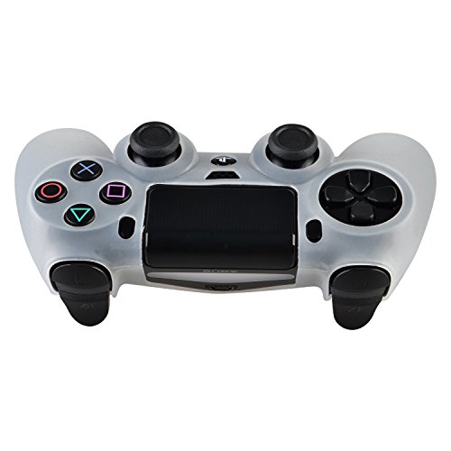 Para capa de case de pele de silicone do controlador PS4, Insten Silicone Controller Skin Case Compatível com Sony PlayStation 4 PS4 Controller, White Clear