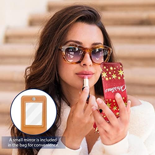 Christmas Gold Star Lip Gloss Holder Lipstick Case de maquiagem portátil Bolsa de viagem Lipstick Case com Mini Mini Lipstick Storage