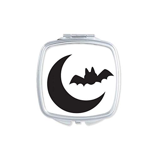 Lua Bat feliz medo Halloween espelho portátil compacto maquiagem de bolso de dupla face de vidro