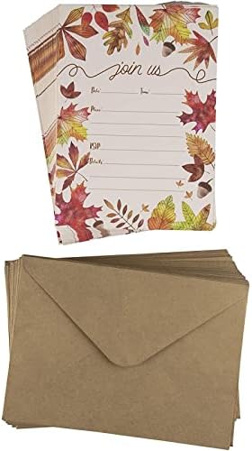 Junte -se a nós, cartões de convite com envelopes para o Dia de Ação de Graças