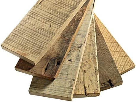 Prateleiras de madeira recuperadas da fazenda rústica | Prateleiras de Barnwood | Conjunto de 2 | 24 polegadas | Com suportes de tubos industriais pretos | Feito nos EUA | 24 x 1 x 6