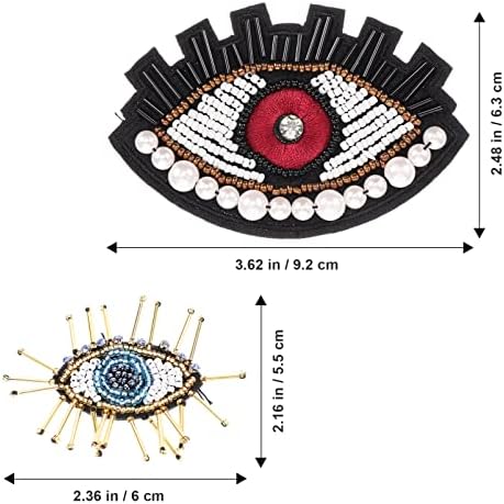 Sewacc 2pcs olhos malignos Patch pérolas de miçangas wicca ocultas góticas punk bordado de bordado para vestuário para roupas de