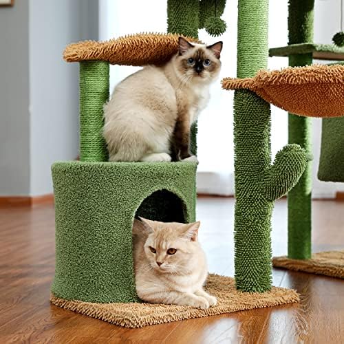 Houkai 3 em 1 Cat Tree Combination Cat's Tower com arranhão post Cactus House Furniture With Condom Nest Pet Scratcher