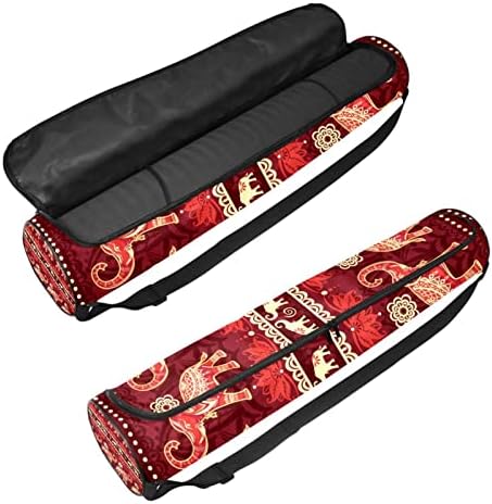 Red Boho African Elephant Pattern Yoga Mat Carrier Bag com alça de ombro de ioga bolsa de ginástica Bolsa de praia