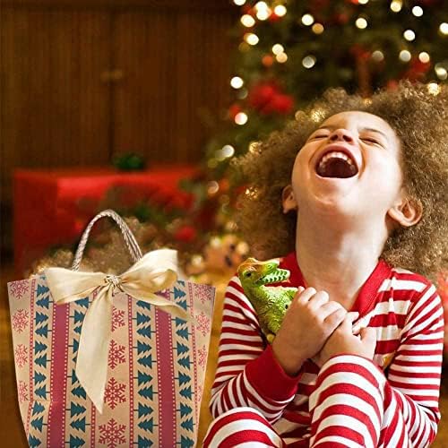 Sacolas de presente de Natal com alças 12 pacote 11x8x4 polegadas de natal kraft paper saco de festas marrons sacos de festa em massa para aniversários sacos de férias de natal