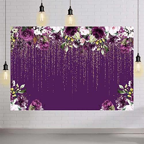 AIBIIN 8x6ft Goldeira Glitter roxo Mulheres de casamento Decorações de festas de festas de festas de festas Violet e