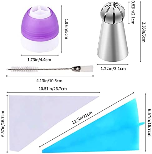 42 PCS Dicas de tubulação russa Conjunto, 8 bocais de congelamento de flores Dicas de pinça de pinça russa Dicas de tubulação para decoração de bolo, 2 acopladores 30 sacos de assade