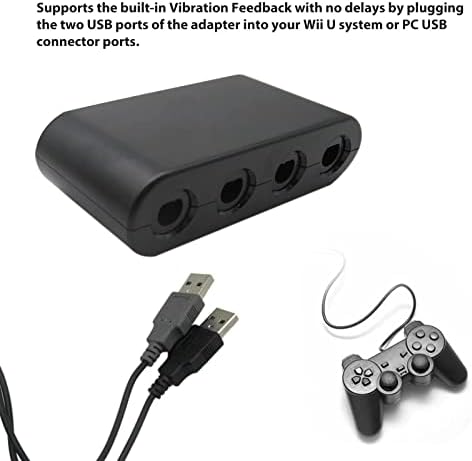 Adaptador para controlador GameCube, Super Smash Bros Switch GameCube Adaptador para Wii U, PC, 4 Port, Black, W046