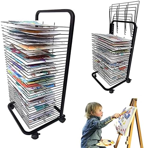 Zhangzhiyua Art Rack, rack de secagem móvel com prateleiras de arame, para obras de arte, salas de aula móveis, estúdio
