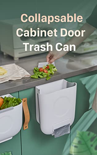 Finelast pendurado lixo de lixo de cozinha- ​​lata de lixo dobrável para a cozinha, a parede da porta da cozinha oval pendurada lixo pequeno, lata de lixo de cozinha de 2,4 galões para o quarto do carro do armário